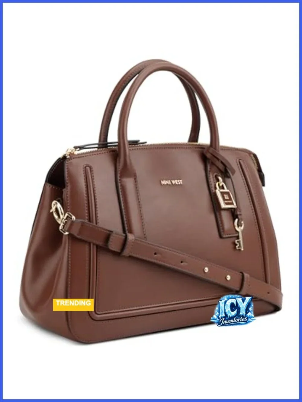 Nine West Tenely Satchel Faux Leather Crossbody Bag Adjustable Strap